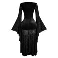 thumbnail image 5 of XIAOCHA Women's Halloween Lace Paneled Long Dress Flare Sleeve Slim Fit Party Maxi Gown, 5 of 6