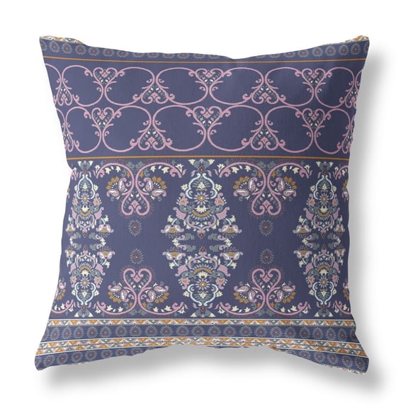 16 x 16 in. Broad Cloth Floral Throw Pillow, Blue & Green