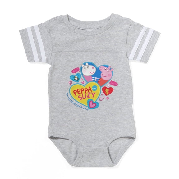 CafePress - Peppa Pig And Suzy Hearts - Cute Infant Baby Football Bodysuit