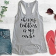 thumbnail image 2 of Chasing Toddlers Is My Cardio Tank Top, Ladies Racerback Tank, New Mom Mama Workout Yoga Toddler Mom Tank, Heather Gray, X-Large, 2 of 3