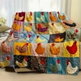 thumbnail image 4 of YOUMAI ‌Rooster Plaid Print Blanket - Cute Cozy Chicken Throw Quilt, Lightweight Flannel for Couch Bed Sofa, Funny Farmhouse Decor for Adults, 4 of 9