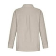 thumbnail image 5 of GXIPO Womens Cotton Linen Button Down Shirt 2024 Fall Casual Long Sleeve Solid Color Shirts Loose Work Tops with Pockets Khaki S, 5 of 8