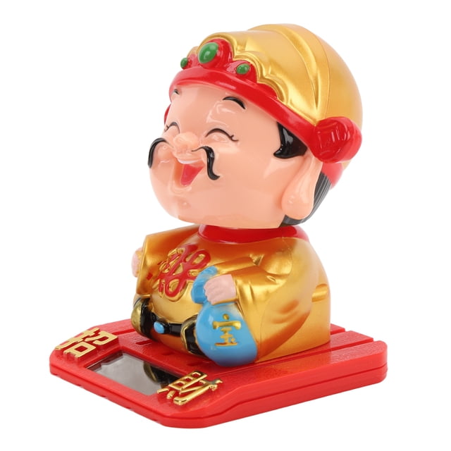 Statue Cai Shen, Figurine Cai Shen Vive Chanceuse pour Bureau Rouge, Or