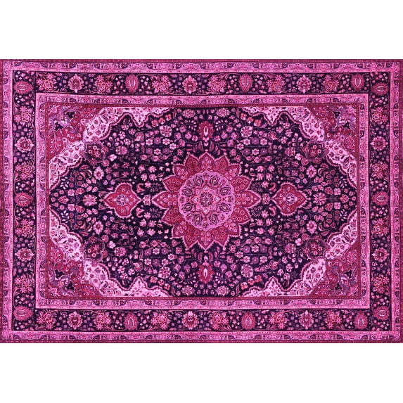 Ahgly Company Indoor Rectangle Medallion Pink Traditional Area Rugs, 7' x 9'