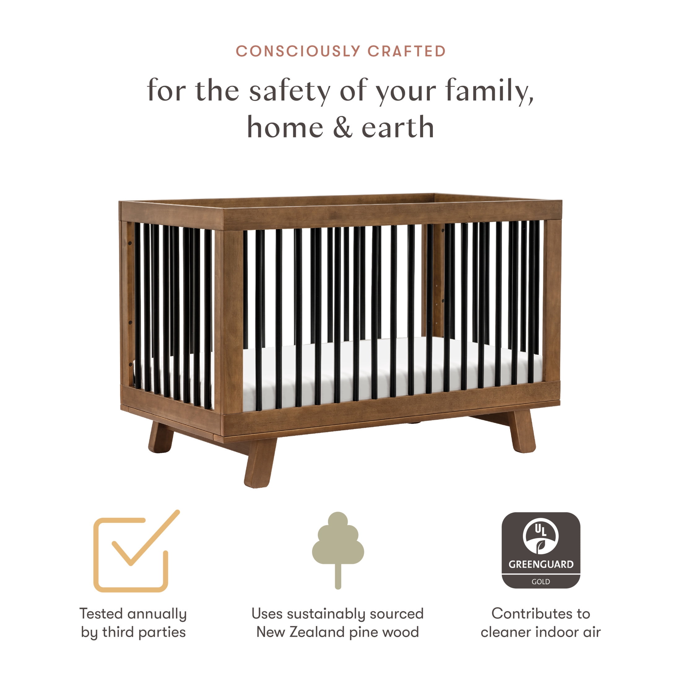 Babyletto Hudson 3-in-1 Convertible Crib with Toddler Bed Conversion Kit