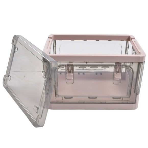 Plastic Storage Bin, 35L Stackable Storage Bin With 4 Wheel Deep Storage Bin Box Container With Lid Double Door Foldable Storage Box For Bedroom, For Groceries Clothes