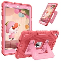 Fintie Case for iPad 9th Generation (2021) / 8th Gen (2020) / 7th Gen (2019) 10.2 Inch, Protective Fully-Body Rugged Heavy Duty Shockproof Case with Built-in Stand for Kids, Pink