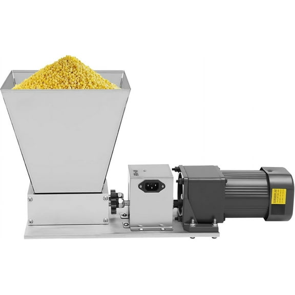Electric Grinding Machine, Barley Grinder With 4 Hopper And 2 Rollers, Home Brew Grain Mill Malt Crusher For Corn Wheat Grain Cereal Beans,110v 60w 75rpm，Stainless Steel