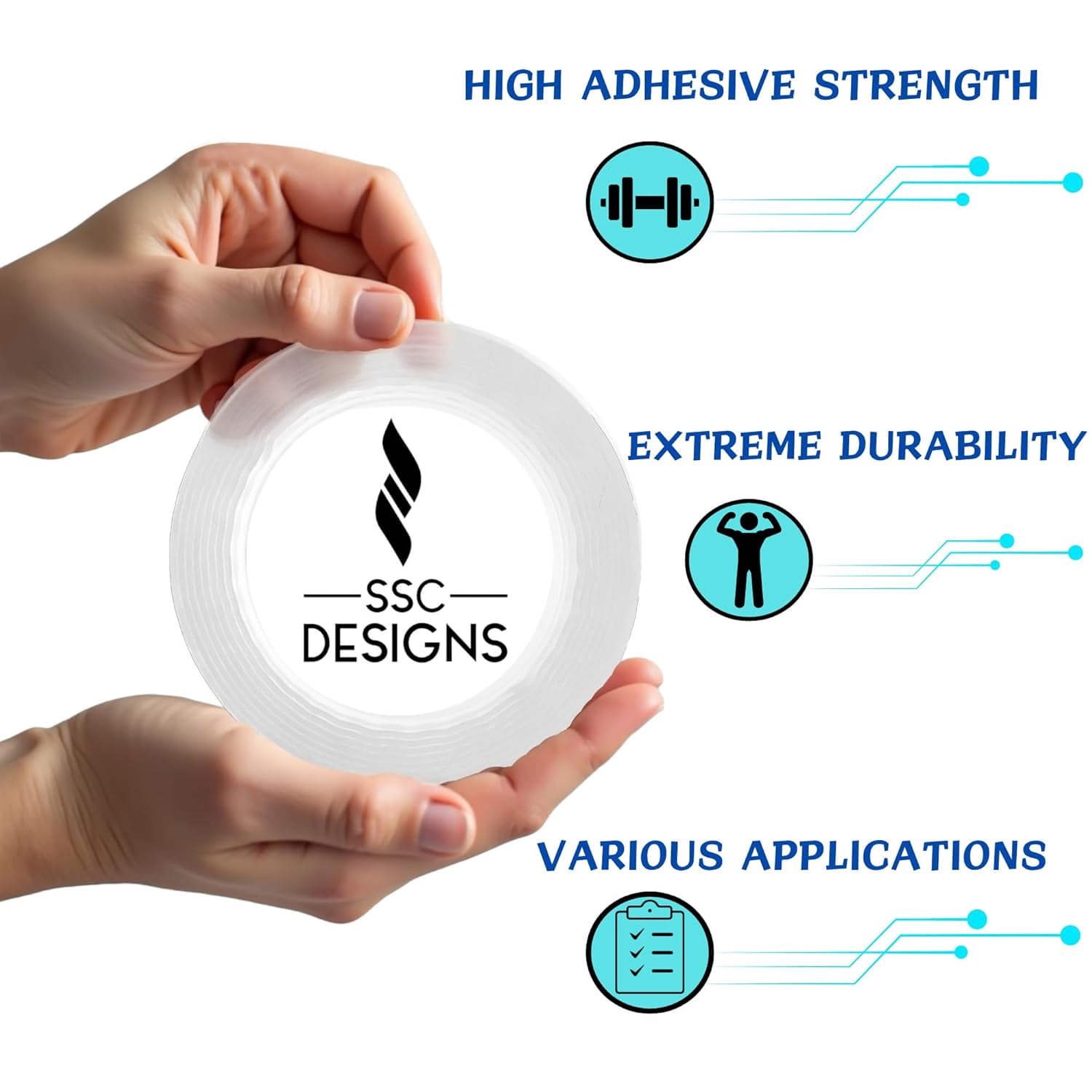 Double-sided powerful nano double-sided tape, strong adhesion, used for hanging charts, posters, wall stickers, office, classroom decoration, transparent removable adhesive tape, 20 feet long