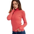 thumbnail image 3 of Suéteres Acanalados para Mujer, Lindos Suéteres de Punto de Cuello Alto, Ajustados y Cálidos Sandía un Tamaño, 3 of 8
