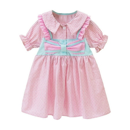 

Simple Long Sleeve Dress Girls Fall Dress Size 7 Kids Toddler Baby Girls Dress Short Bubble Sleeve Bowknot Striped Princess Dress Short Sleeve Dresses Girls 7 8