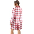 thumbnail image 3 of FANCYINN Women's Gingham Stand Collar Shirt Dress Button Down Casual Long Sleeve Tie Sleeves Mini Plaid Shirt Dresses Red and White and Grey XL, 3 of 5
