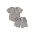thumbnail image 1 of Faithtur 2Pcs Baby Boy Summer Outfits, Short Sleeve Button Down Pocket Tops + Shorts Set Toddler Clothes, 1 of 8