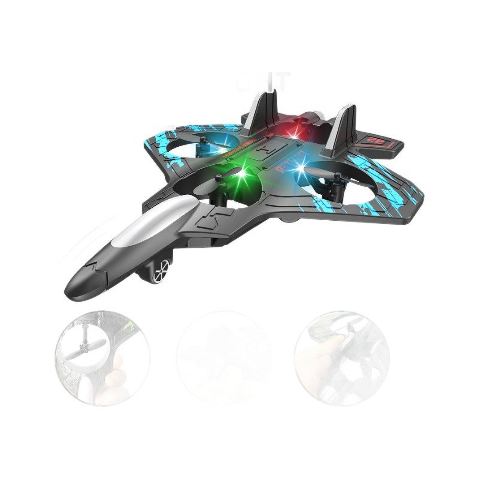 Eespoir RC Airplane Aerobatics, Fixed High Drop-foam Glider, Special Effects Colorful Lights Quadcopter Drone for Outdoor Play(Blue)