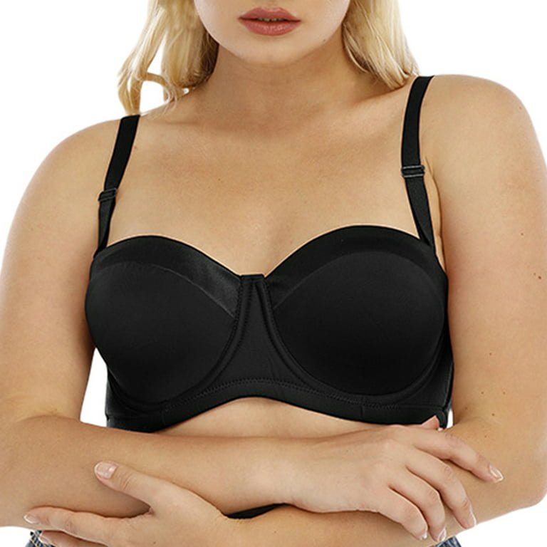 Womens Plus Size Bras Minimizer Underwire Full Coverage Unlined Seamless  Cup Black 34D