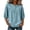 Blue, variant on Boho Linen Tops Women's 3/4 Puff Sleeves Blouse Embroidered Round Neck Henley Shirt Summer Casual Boho Style Clothes