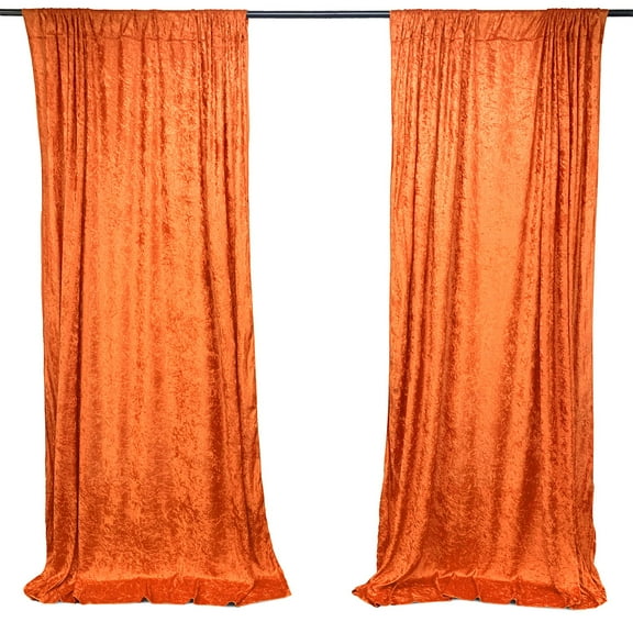 AK TRADING CO. 10 feet x 10 feet Lush Velvet Backdrop Drapes Curtains Panels with Rod Pockets - Wedding Ceremony Party Home Window Decorations - Orange