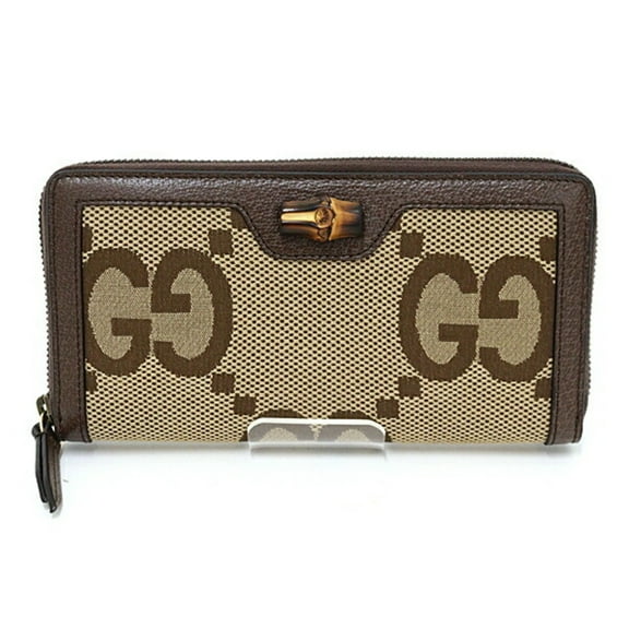 Pre-Owned GUCCI Diana Jumbo GG Continental Wallet 658634 Bamboo Long