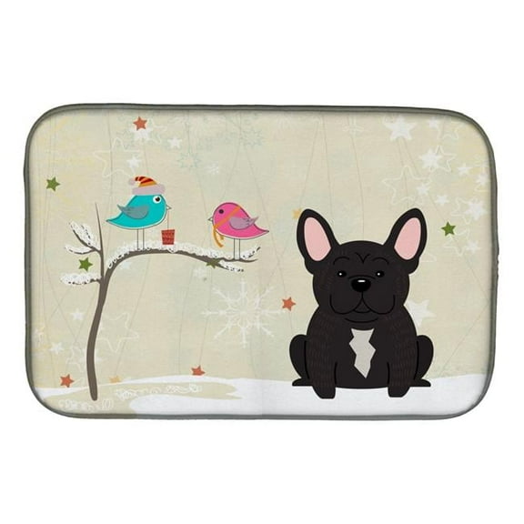 Carolines Treasures BB2481DDM Christmas Presents Between Friends French Bulldog Brindle Dish Drying Mat