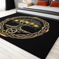 thumbnail image 3 of Washable Area Rug 5x7 ft Abstract Black Gold Tree of Life Living Room Rugs, Soft Low Pile Rug, No-Slip Floor Carpet, for Bedroom Dining Room Farmhouse Home Office 3D Print Rug, 3 of 7