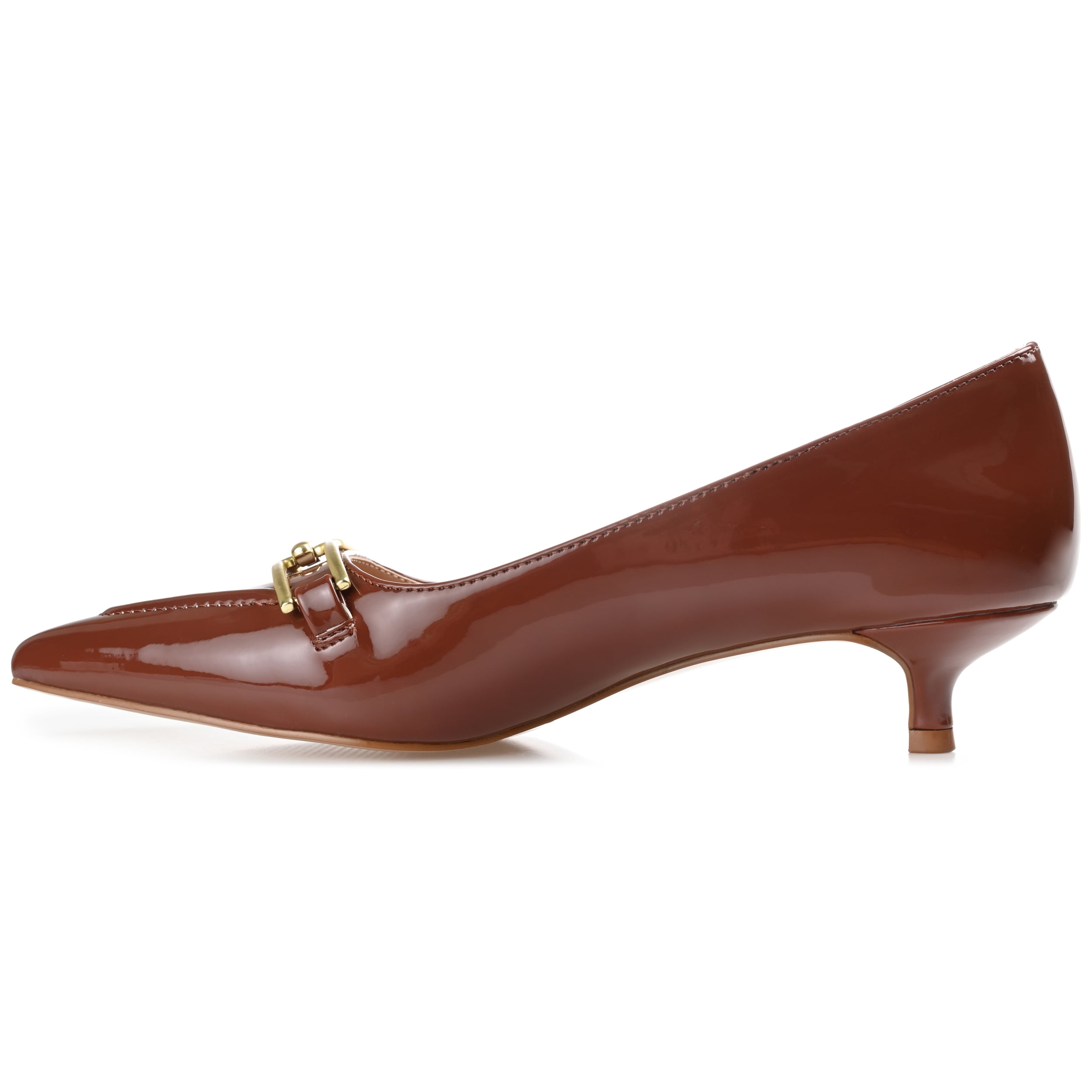 Journee Womens Rumi Kitten Heel Loafer Pointed Toe Pumps, Widths Available
