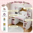 thumbnail image 2 of Kids Vanity, Girl Vanity Set with Storage Cabinet & Open Shelf, 2 In 1 Kids Vanity Table and Chair Set with Jewelry Storage, Princess Toddler Makeup Vanity with Mirror for Little Girls (White), 2 of 18