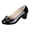 A-Black, variant on Closed Pointed Toe Heels for Women Block Chunky Heeled Slip on Sandals Rhinestone Bow Glossy Leather Pumps Dress Shoes for Work Size 7 Beige