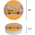 thumbnail image 1 of ZHANZZK Thanksgiving Truck and Pumpkin Maple Leaves and Wood Grain Set of 6 Round Coaster for Drinks, Absorbent Ceramic Stone Coasters Cup Mat with Cork Base for Coffee Table Bar Decor, 1 of 6
