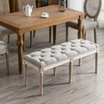 thumbnail image 3 of chairus Fabric Upholstered Dining Bench - Classic Entryway Ottoman Bench Bedroom Bench with Rustic Wood Legs - Beige, 3 of 14