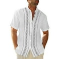 thumbnail image 2 of Lumtrix Mens Summer Striped Cuban Guayabera Shirts Button Down Short Sleeve Vintage Beach Hawaiian Shirts White XL, 2 of 5