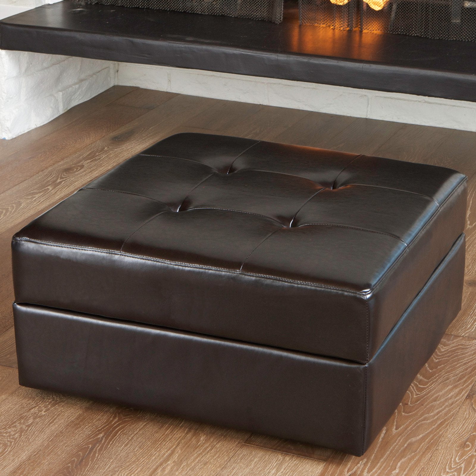 Chatsworth Leather Storage Ottoman Brown
