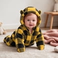 thumbnail image 5 of Gamivast Romper Jumpsuit Baby Fleece Plaid Sherpa Winter Snowsuit Toddler Warm Hooded Outerwear with Cute Bear Ears Full Zip Outfit for Infant, 5 of 6