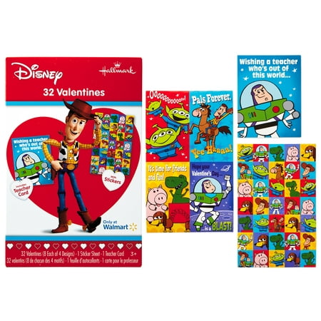 Hallmark Toy Story Valentine's Day Cards (32 Cards, 35 Stickers, 1 Teacher (Valentines Card Messages For Best Friend)
