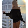 thumbnail image 5 of Women'S Off the Shoulder Dress Long Sleeve Batwing Mini Ruched Sheer Y2K Oversized Casual Streetwear Dress Black L, 5 of 9