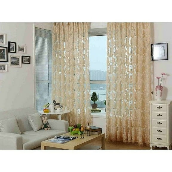 Dolce Mela Damask Sheer Grommet Single Curtain Panel
