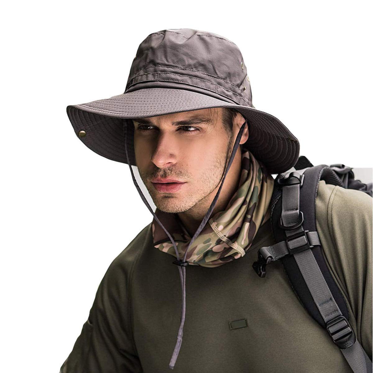 Mens Boonie Wide Brim Bucket Hats Sun Cap Military Camo Hunting Fishing Hiking 