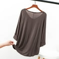 thumbnail image 4 of Rollbacks & More GaThRRgYP Women Blouses Summer Short Sleeve Tops,Women's Fashion Casual Round Neck Internal Construction Solid Color Shirt Long Sleeve Top Coffee XXL, 4 of 5