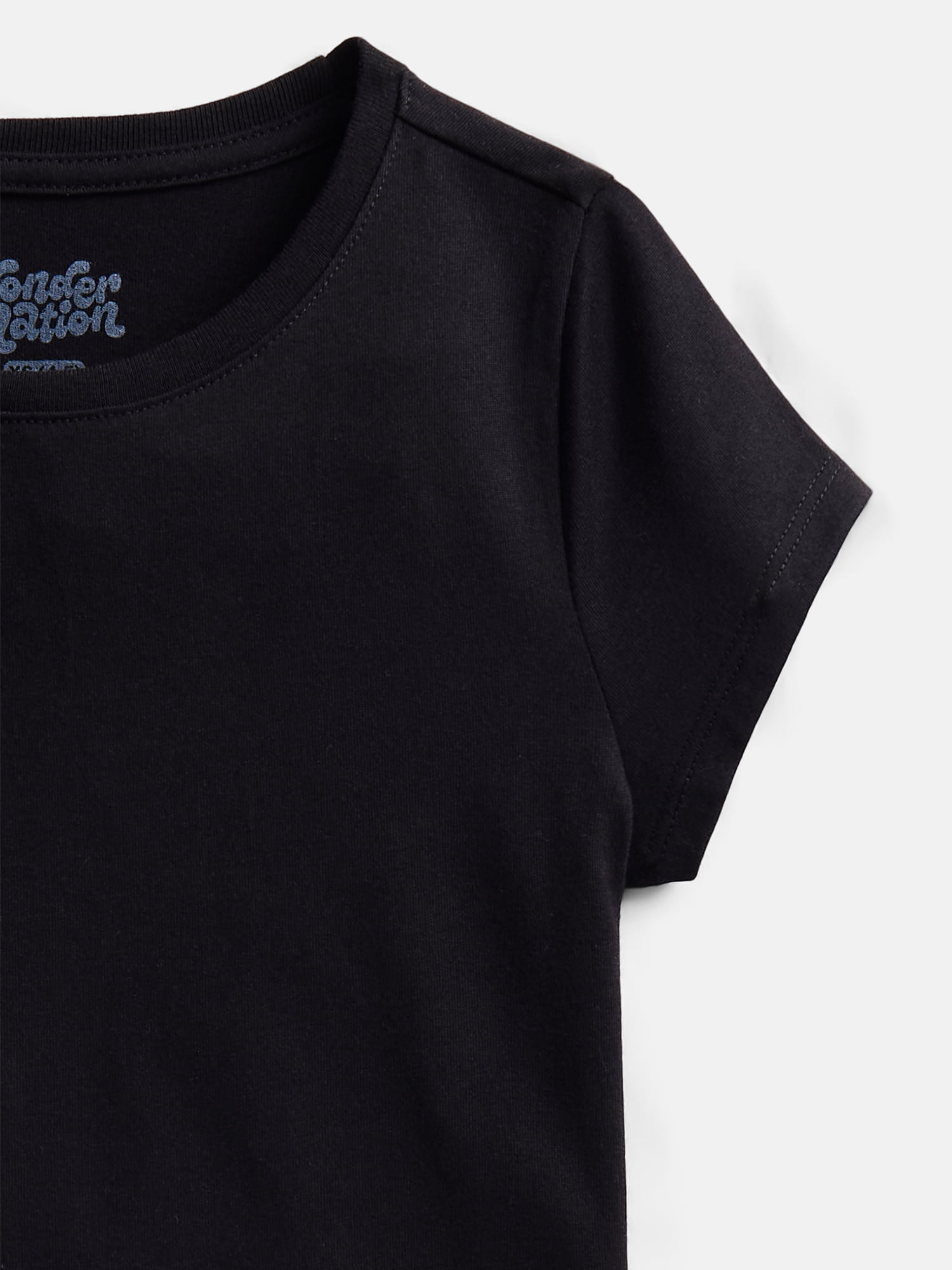 Wonder Nation Girls Kid Tough Tee with Short Sleeves, Sizes 4-18 & Plus