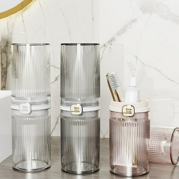 Travel Mouthwash Cup Set with Leak-Proof Lid, Portable Double Cup Design for Oral Rinse, Clear Plastic & Compact for Daily Use, Ideal Travel Dental Kit for Hygiene On The Go FAJHHA | Clear