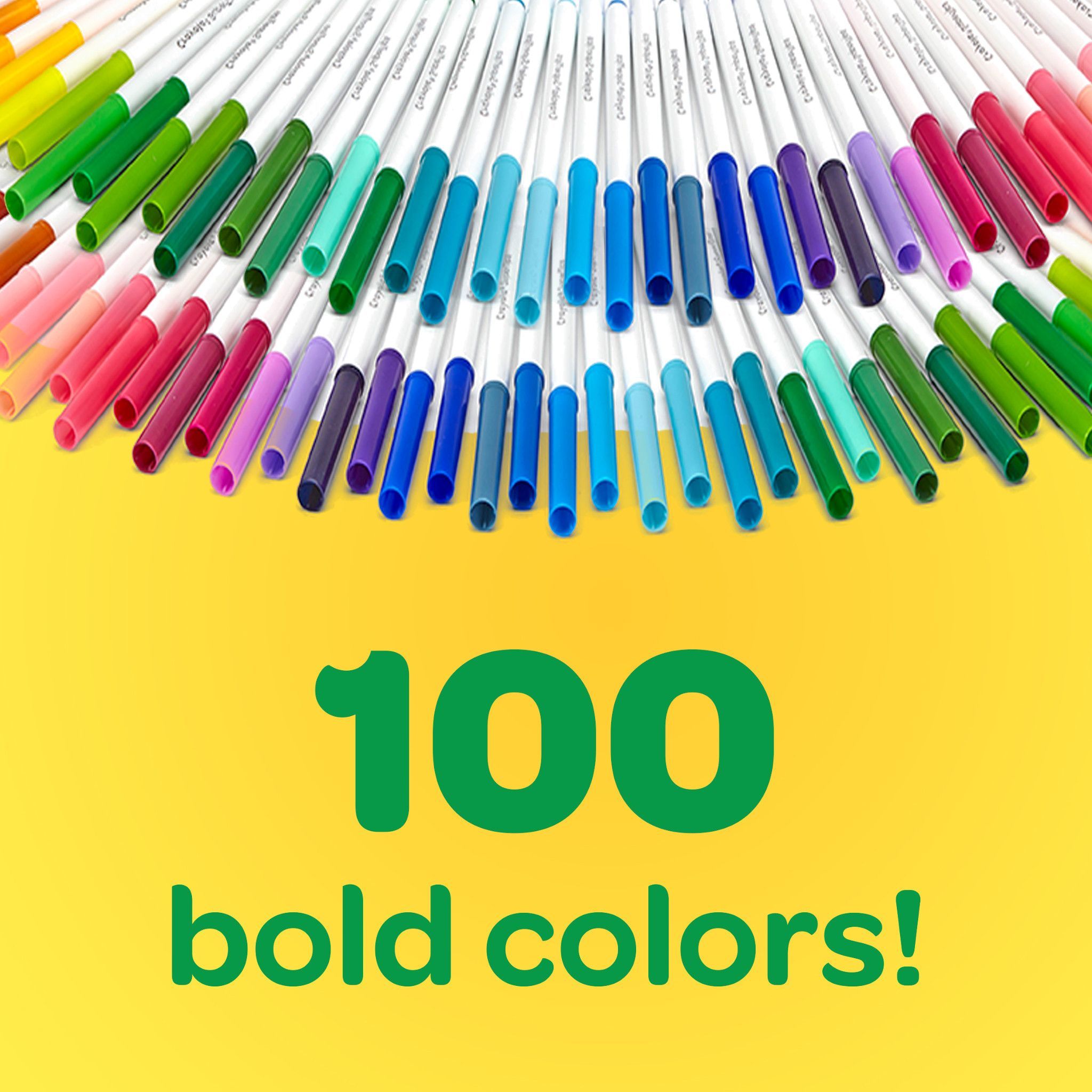 Marcadores lavables Crayola Super Tips, 100 piezas, suministros para diario y colorear, esenciales para el aula, regalos creativos para niños y adolescentes, edades 3+ 3
