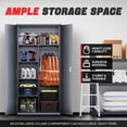 thumbnail image 3 of DNA Motoring 72" Gray Lockable Metal Storage Wardrobe Cabinet w/ Hanging Rod & 4 Shelves, 3 of 7