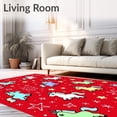thumbnail image 2 of ODIKA 4'x6' Machine Washable Non-Slip Area Rug, Kawaii Unicorns with Shooting Stars and Sparkle Motifs High Traffic Rug with Pad, Red, 555023, 2 of 8