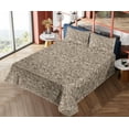 thumbnail image 4 of Ambesonne Floral Pattern Fitted & Flat Sheet with Shams 4 Pcs Set, Line Flowers Boho, Full, Cocoa Dark Taupe and White, 4 of 5