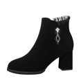 thumbnail image 2 of LSLJS Women's New Plus-size Suede High Heels Frosted Side Zipper Short Heel Chunky Ankle Boots, 2 of 8
