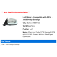 thumbnail image 2 of Left Mirror - Compatible with 2014 - 2020 Dodge Durango 2015 2016 2017 2018 2019, 2 of 2