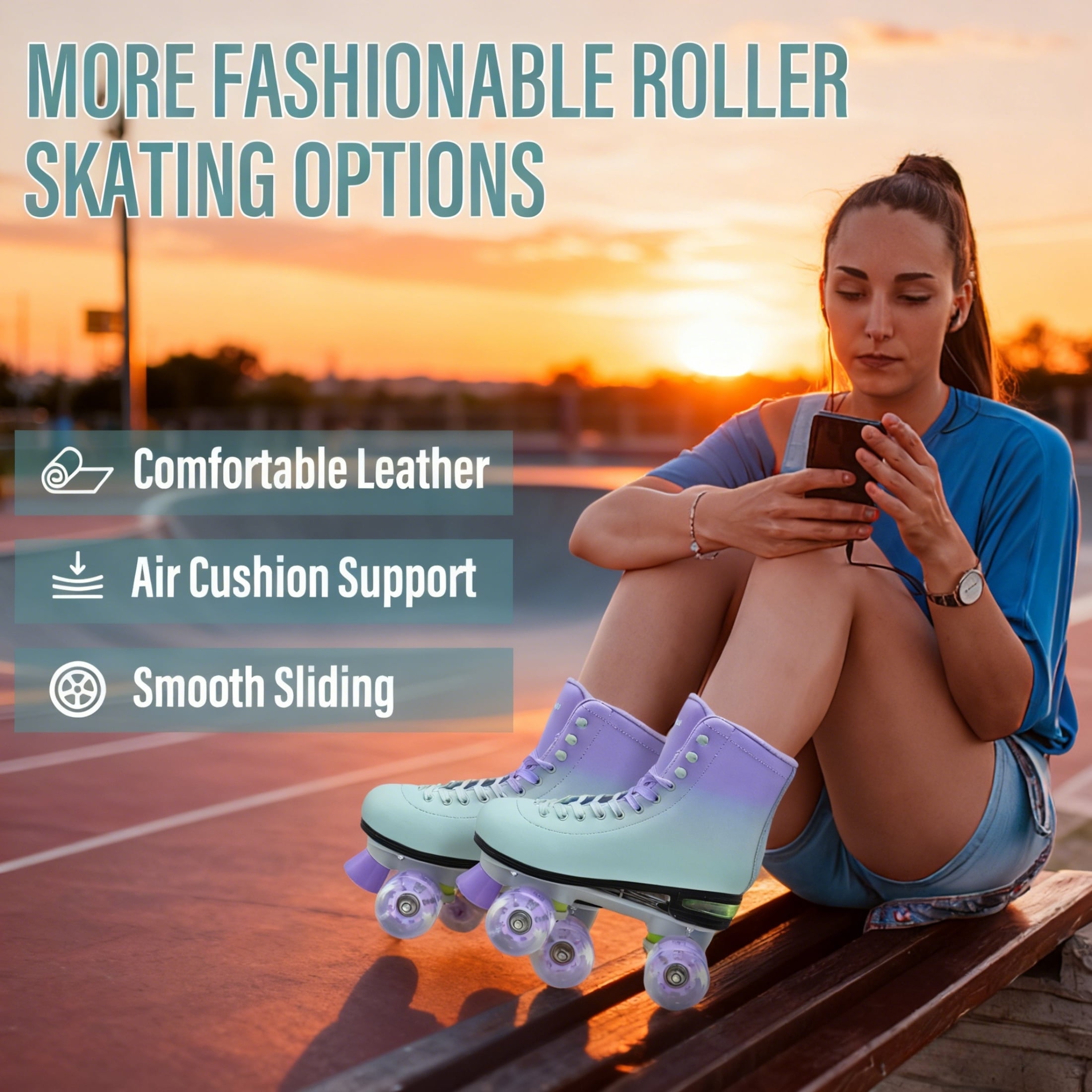 JZY Quad Roller Skates with Light-Up Wheels,High-Top Design for Women, Men & Teens