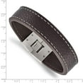 thumbnail image 4 of Chisel Stainless Steel Polished Brown Leather 8in Bracelet, 4 of 4