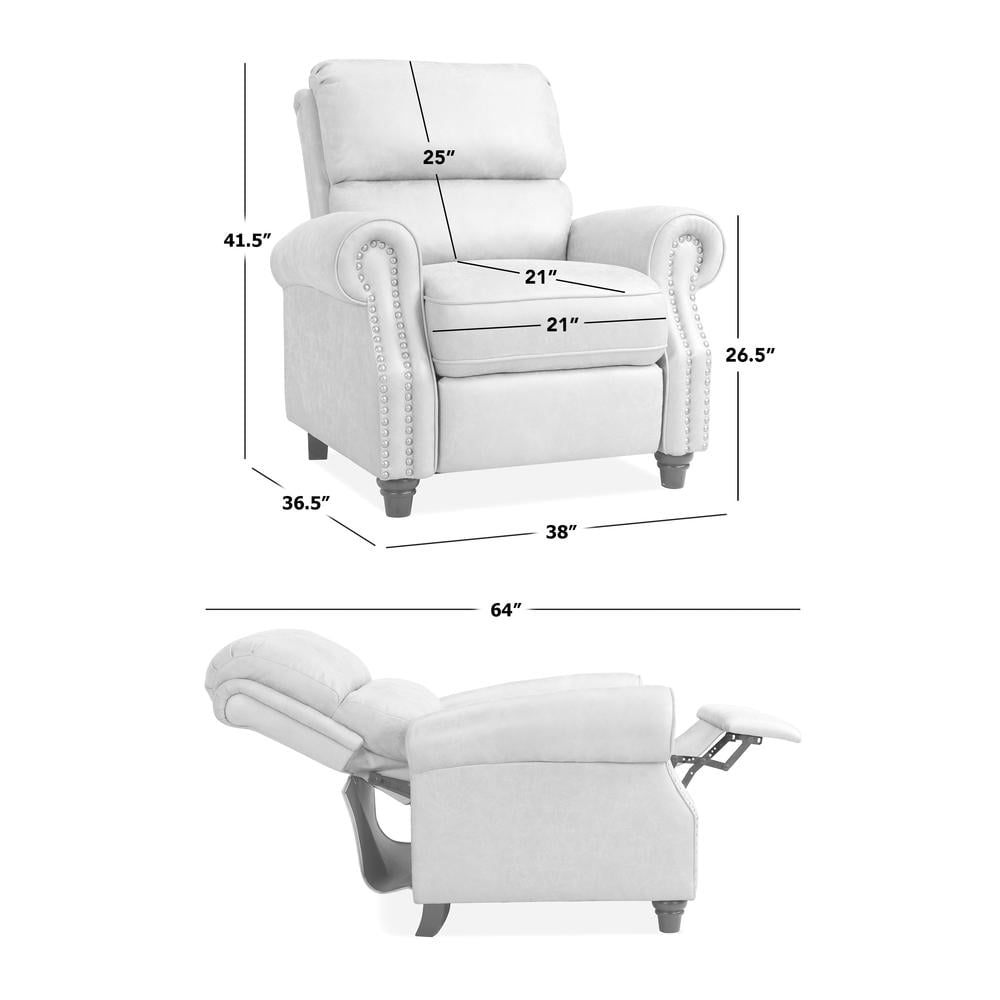 ProLounger Pushback Recliner with Nailheads in Distressed Grey Faux Leather