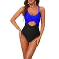 thumbnail image 1 of INSPIRE CHIC Conjunto de Monokini de Corte para Mujeres con Tirantes Ajustables 1 Pieza con Cruce en la Espalda Trajes de Baño Grande Azul Real-Negro, 1 of 5
