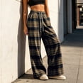 thumbnail image 5 of Idoravan Womens Plaid Pants Wide Leg Women's Elastic Waist Straight Casual Wide Leg Pants Daily Wear Outfit Pants Womens Loose Pants Casual, 5 of 7